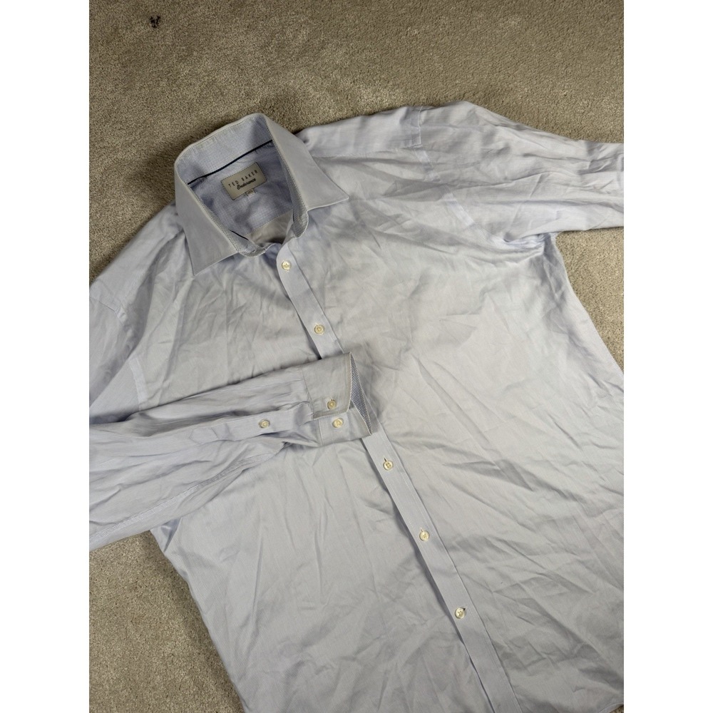 Ted Baker Endurance Button Up 16.5 36/37 Light Blue Stripe L/S Dress Shirt